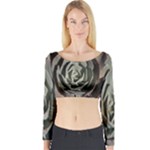 Succulent Green Pink Rosettes Long Sleeve Crop Top