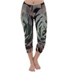 Succulent Green Pink Rosettes Capri Winter Leggings 