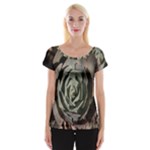 Succulent Green Pink Rosettes Cap Sleeve Tops