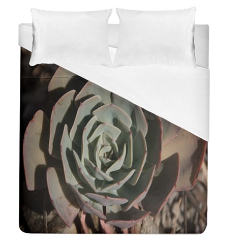 Succulent Green Pink Rosettes Duvet Cover (Queen Size) from ArtsNow.com