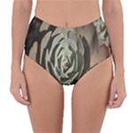 Succulent Green Pink Rosettes Reversible High-Waist Bikini Bottoms