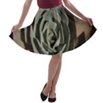 Succulent Green Pink Rosettes A-line Skater Skirt