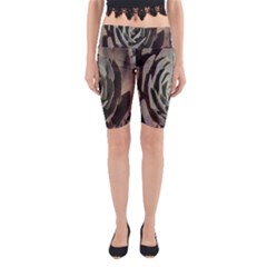Succulent Green Pink Rosettes Yoga Cropped Leggings from ArtsNow.com