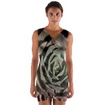Succulent Green Pink Rosettes Wrap Front Bodycon Dress