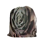 Succulent Green Pink Rosettes Drawstring Pouches (Extra Large)