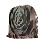Succulent Green Pink Rosettes Drawstring Pouches (XXL)