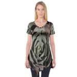 Succulent Green Pink Rosettes Short Sleeve Tunic 