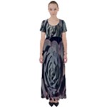 Succulent Green Pink Rosettes High Waist Short Sleeve Maxi Dress