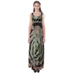 Succulent Green Pink Rosettes Empire Waist Maxi Dress
