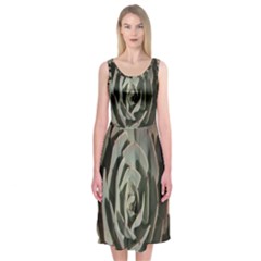 Succulent Green Pink Rosettes Midi Sleeveless Dress from ArtsNow.com