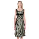 Succulent Green Pink Rosettes Midi Sleeveless Dress
