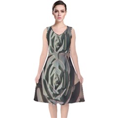 V-Neck Midi Sleeveless Dress  