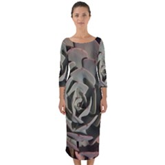 Quarter Sleeve Midi Bodycon Dress 
