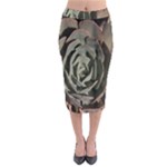 Succulent Green Pink Rosettes Midi Pencil Skirt