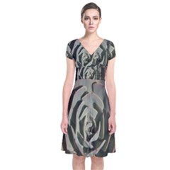Short Sleeve Front Wrap Dress 