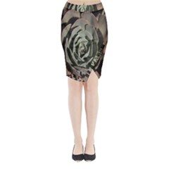 Succulent Green Pink Rosettes Midi Wrap Pencil Skirt from ArtsNow.com