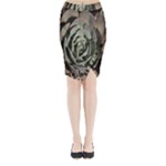 Succulent Green Pink Rosettes Midi Wrap Pencil Skirt