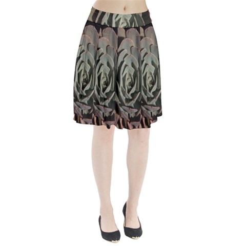 Succulent Green Pink Rosettes Pleated Skirt from ArtsNow.com
