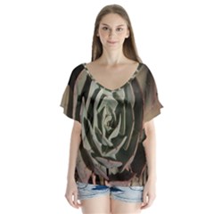 V-Neck Flutter Sleeve Top 