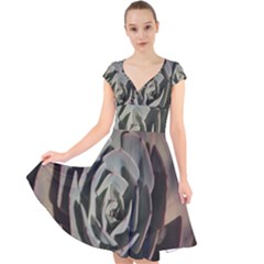 Cap Sleeve Front Wrap Midi Dress 