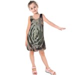 Succulent Green Pink Rosettes Kids  Sleeveless Dress