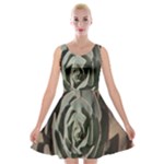 Succulent Green Pink Rosettes Velvet Skater Dress