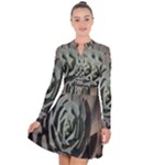 Succulent Green Pink Rosettes Long Sleeve Panel Dress