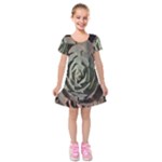 Succulent Green Pink Rosettes Kids  Short Sleeve Velvet Dress