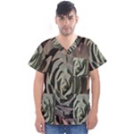 Succulent Green Pink Rosettes Men s V-Neck Scrub Top