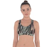 Succulent Green Pink Rosettes Cross String Back Sports Bra