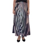 Succulent Green Pink Rosettes Flared Maxi Skirt