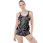 Succulent Green Pink Rosettes Boyleg Tankini Set 
