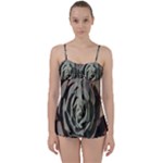Succulent Green Pink Rosettes Babydoll Tankini Set