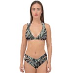 Succulent Green Pink Rosettes Double Strap Halter Bikini Set