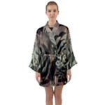 Succulent Green Pink Rosettes Long Sleeve Kimono Robe