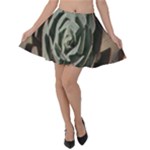 Succulent Green Pink Rosettes Velvet Skater Skirt