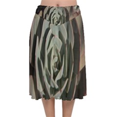 Velvet Flared Midi Skirt 