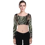 Succulent Green Pink Rosettes Velvet Crop Top
