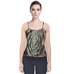 Succulent Green Pink Rosettes Velvet Spaghetti Strap Top