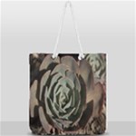 Succulent Green Pink Rosettes Full Print Rope Handle Tote (Large)