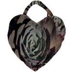 Succulent Green Pink Rosettes Giant Heart Shaped Tote