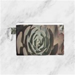 Succulent Green Pink Rosettes Canvas Cosmetic Bag (Small)