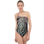 Succulent Green Pink Rosettes Classic One Shoulder Swimsuit
