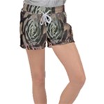 Succulent Green Pink Rosettes Women s Velour Lounge Shorts