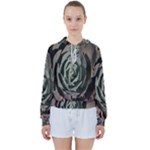 Succulent Green Pink Rosettes Women s Tie Up Sweat