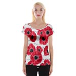 love poppies Cap Sleeve Top