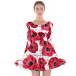 love poppies Long Sleeve Skater Dress