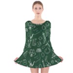 back to school doodles Long Sleeve Velvet Skater Dress