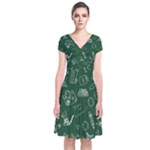 back to school doodles Short Sleeve Front Wrap Dress