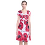 love poppies Short Sleeve Front Wrap Dress